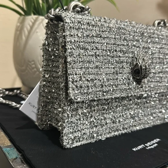 Kurt Geiger Small Shoreditch Metallic Tweed Crossbody Bag - Picture 4 of 13